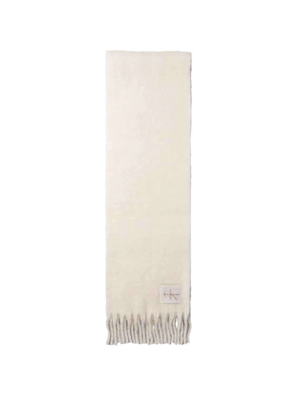 Calvin Klein logo-patch fringed scarf - Toni neutri