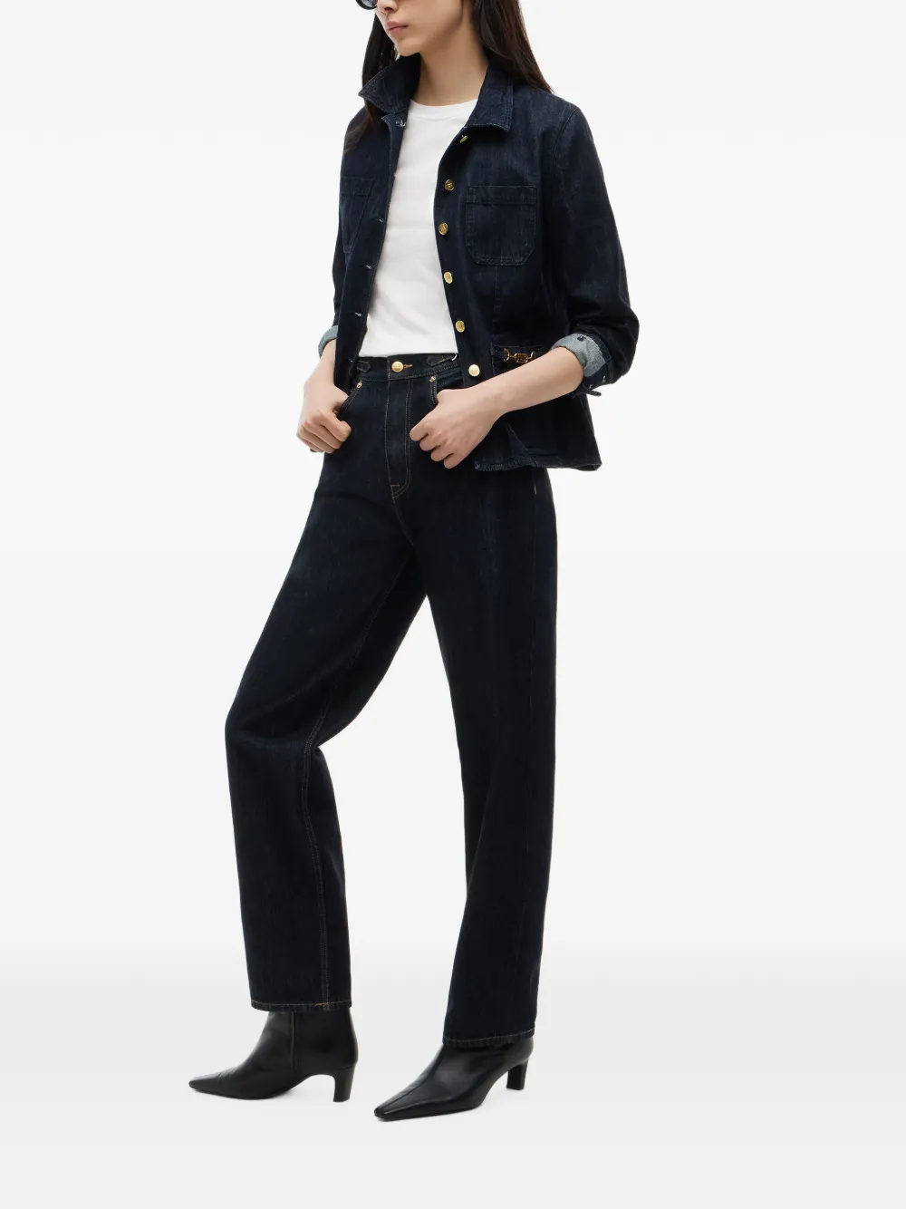 Tommy Hilfiger Jackie jeans met toelopende pijpen en logoketting Blauw