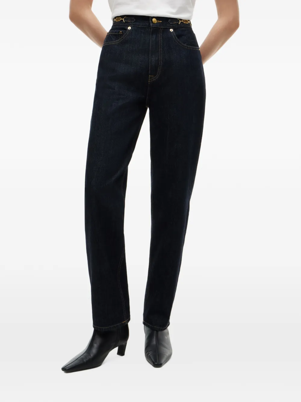 Tommy Hilfiger Jackie jeans met toelopende pijpen en logoketting Blauw