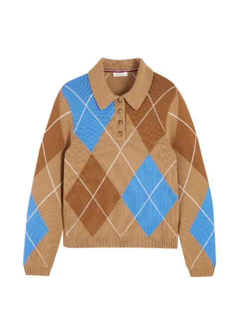 Tommy Hilfiger argyle-pattern polo-collar sweater