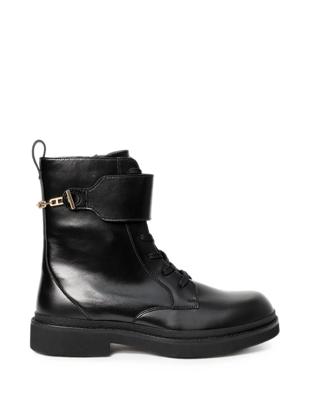 BOSS lace-up leather boots with gold-tone hardware - women - Calf Leather/Polyurethane/Polyester/Polyester/Elastane/Polyethylene vinyl acetate (P...