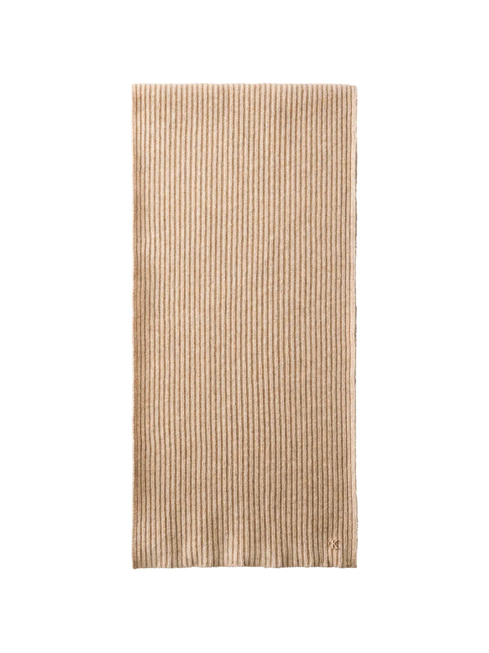 Calvin Klein ribbed-knit logo-plaque scarf - Toni neutri