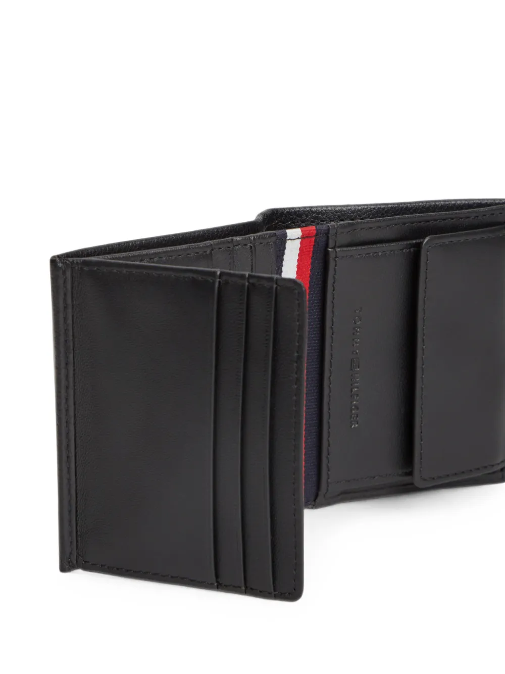 Tommy Hilfiger Leren portemonnee met logoplakkaat Zwart