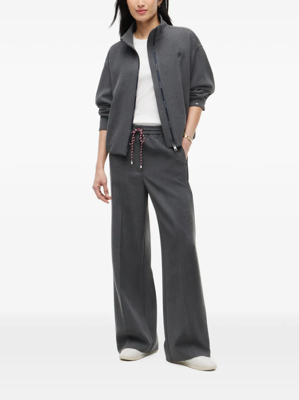 Tommy Hilfiger Broek met wijde pijpen en trekkoord Grijs