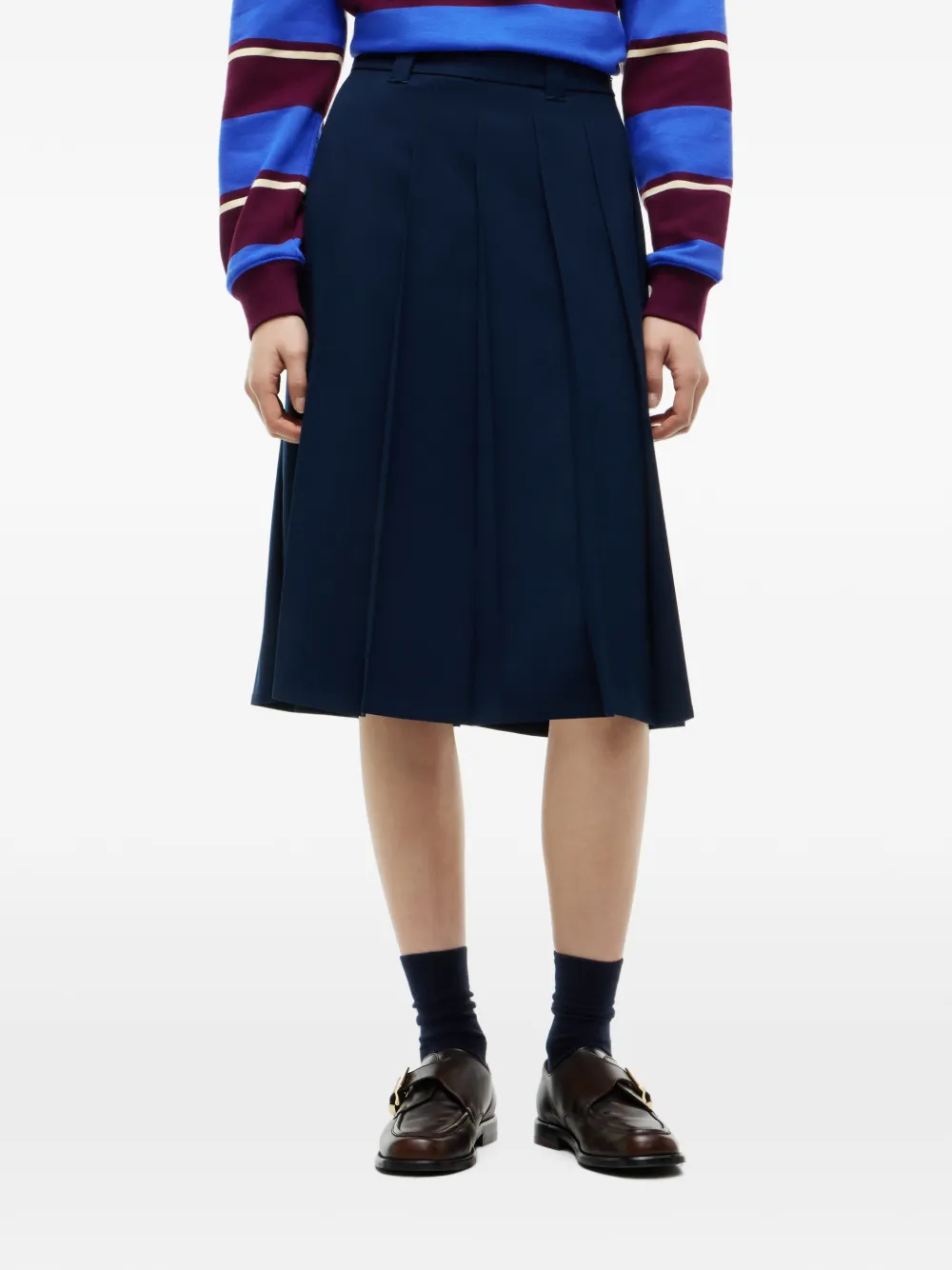 Tommy Hilfiger Midi-plooirok met A-lijn Blauw
