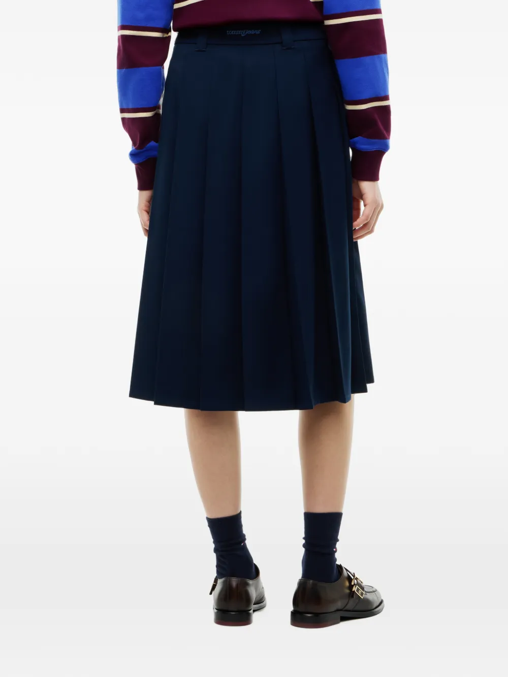 Tommy Hilfiger Midi-plooirok met A-lijn Blauw