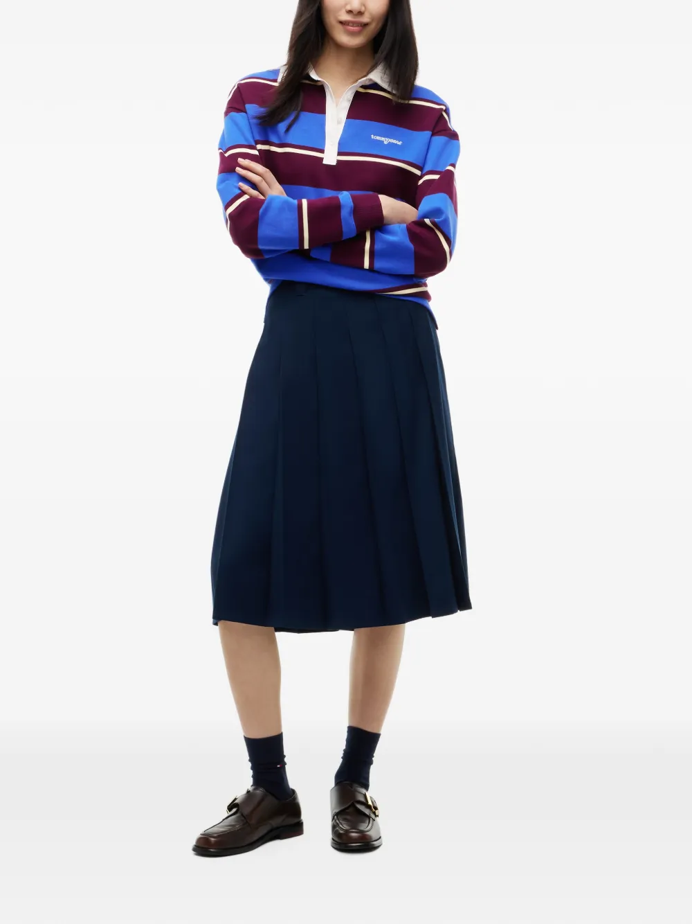 Tommy Hilfiger Midi-plooirok met A-lijn Blauw