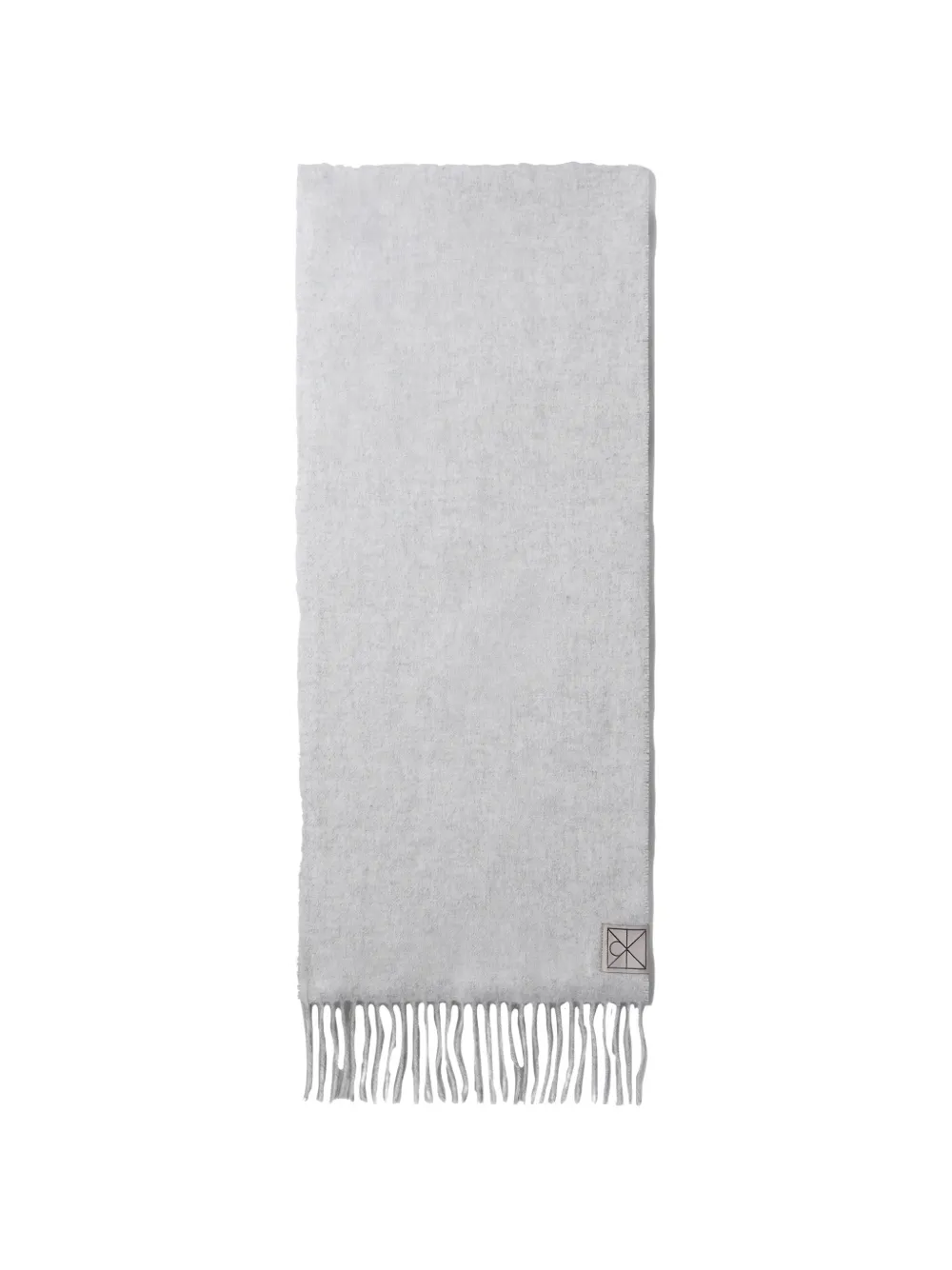 Calvin Klein fringed logo-patch scarf - Grigio
