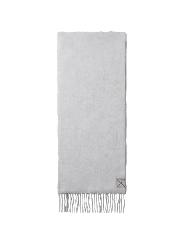 Calvin Klein Fringed Logo-patch Scarf in Grey