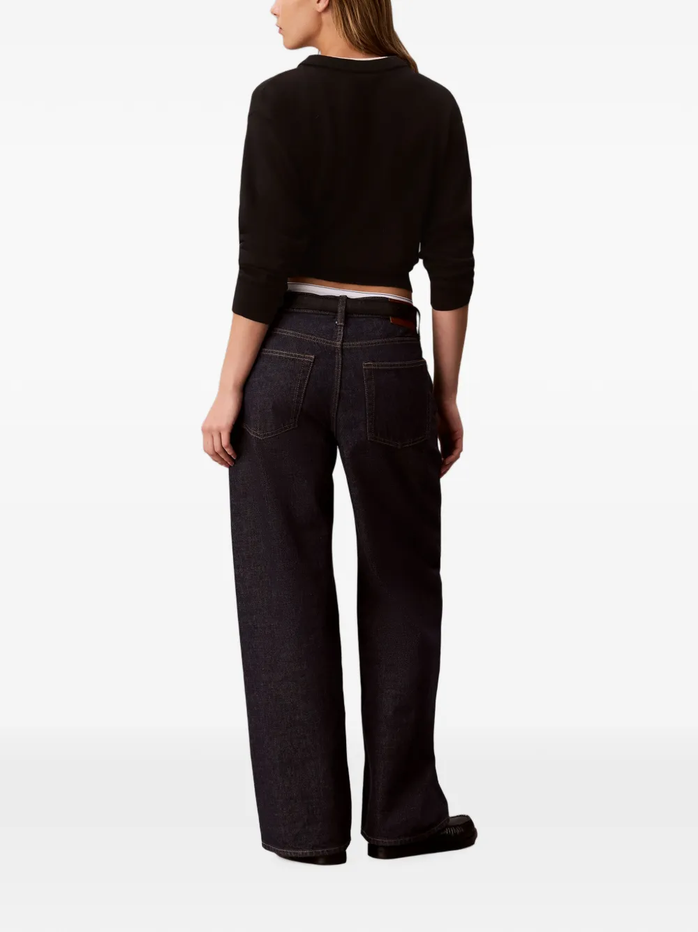 Calvin Klein Baggy jeans met logo-patch Blauw