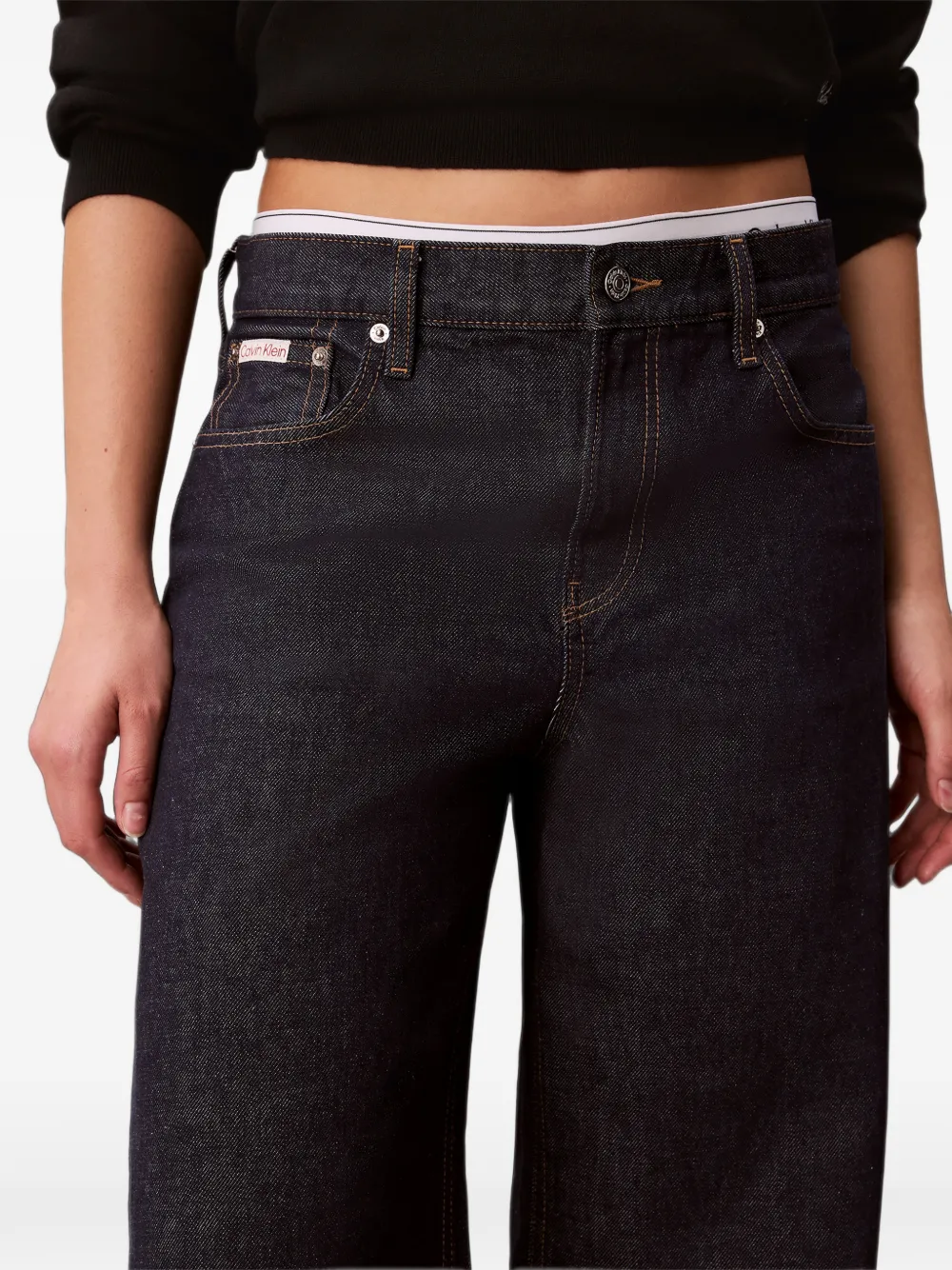 Calvin Klein Baggy jeans met logo-patch Blauw