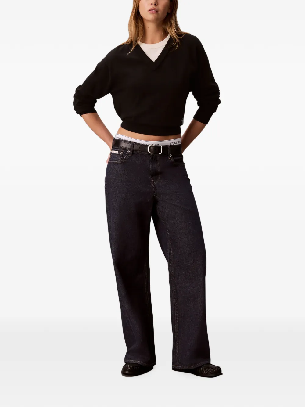 Calvin Klein Baggy jeans met logo-patch Blauw