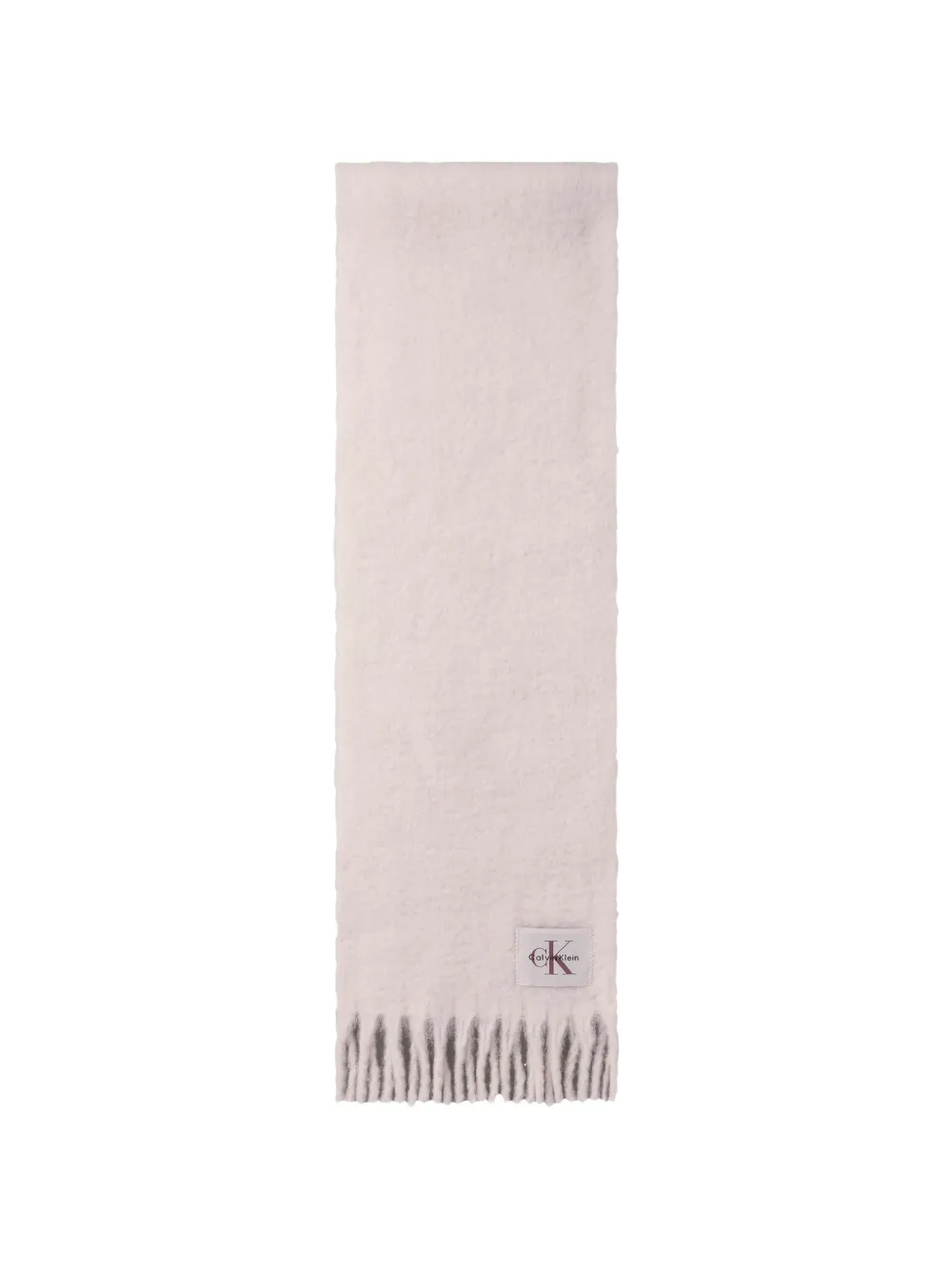 Calvin Klein logo-patch fringed scarf - Rosa
