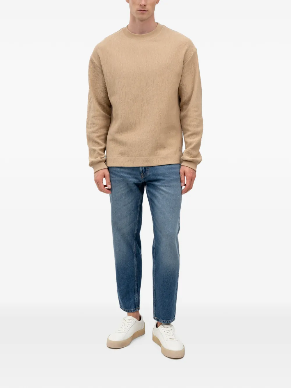 HUGO Sweater met ronde hals Beige