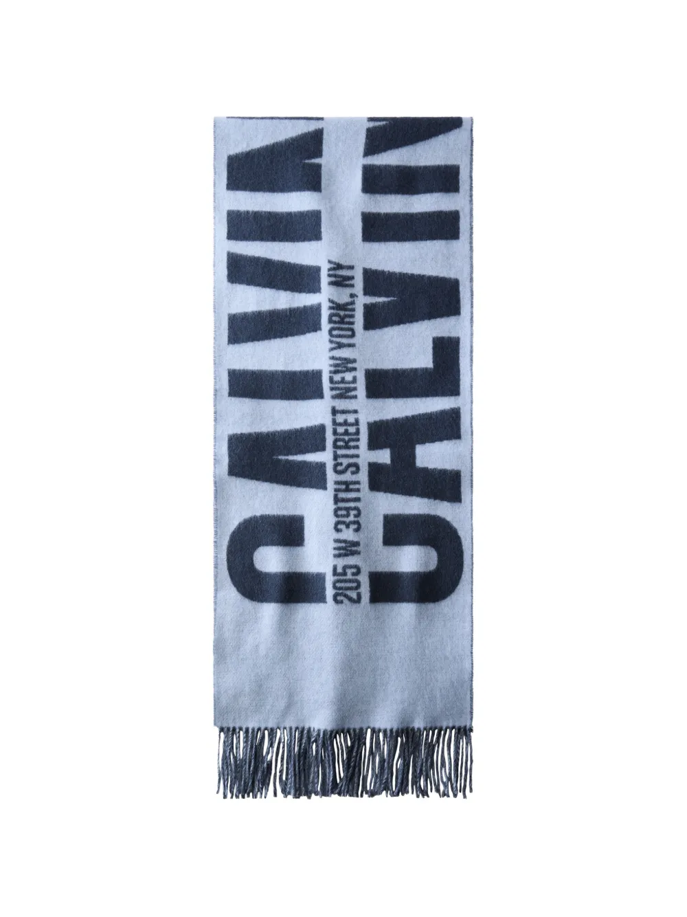 Calvin Klein logo-print fringed scarf - Blu