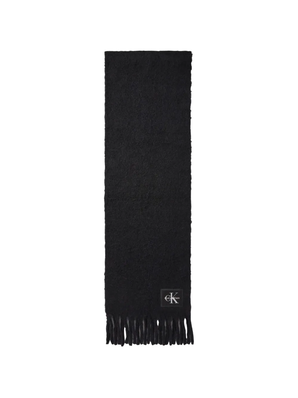 Calvin Klein logo-patch fringed scarf - Nero