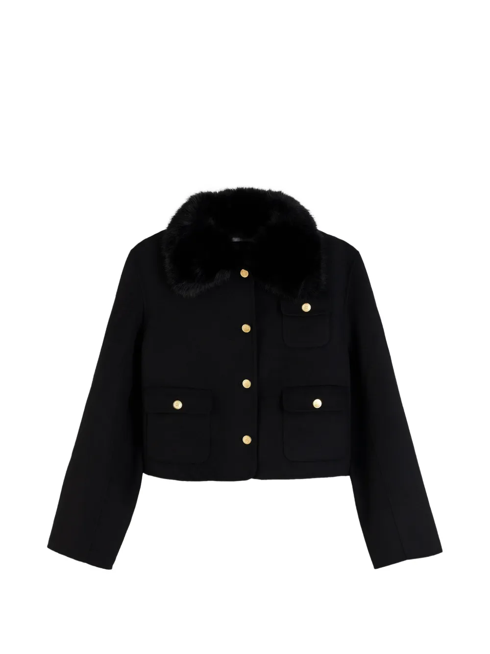 Tommy Hilfiger faux-fur collar buttoned jacket