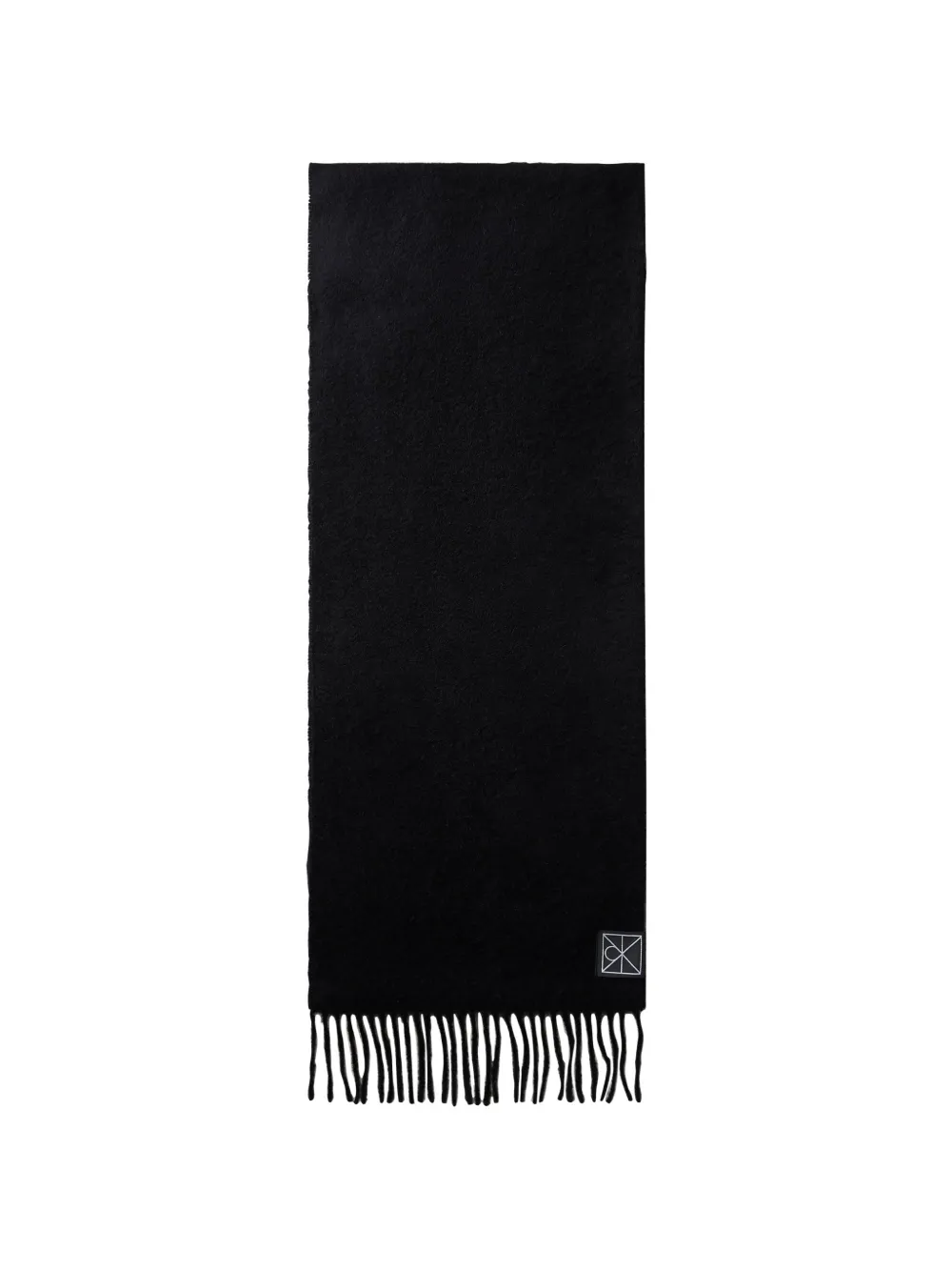 Calvin Klein logo-patch fringed scarf - Nero