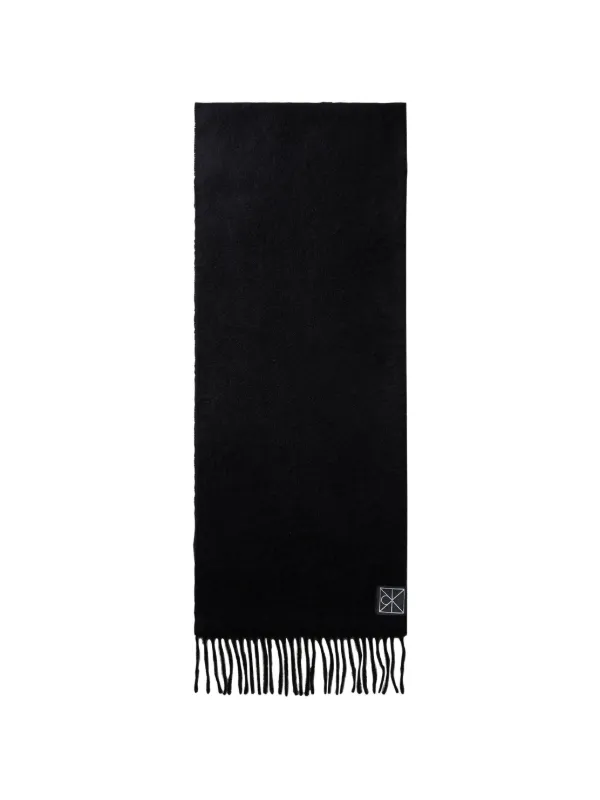 Calvin Klein Logo-patch Fringed Scarf in Black