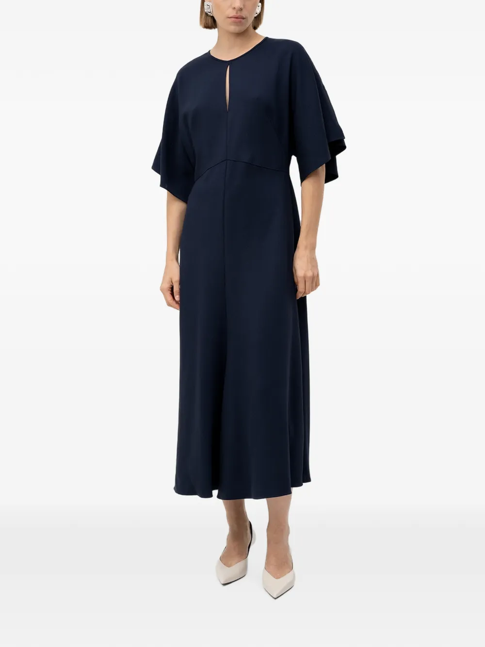 BOSS long office dress in stretch crepe - Blu