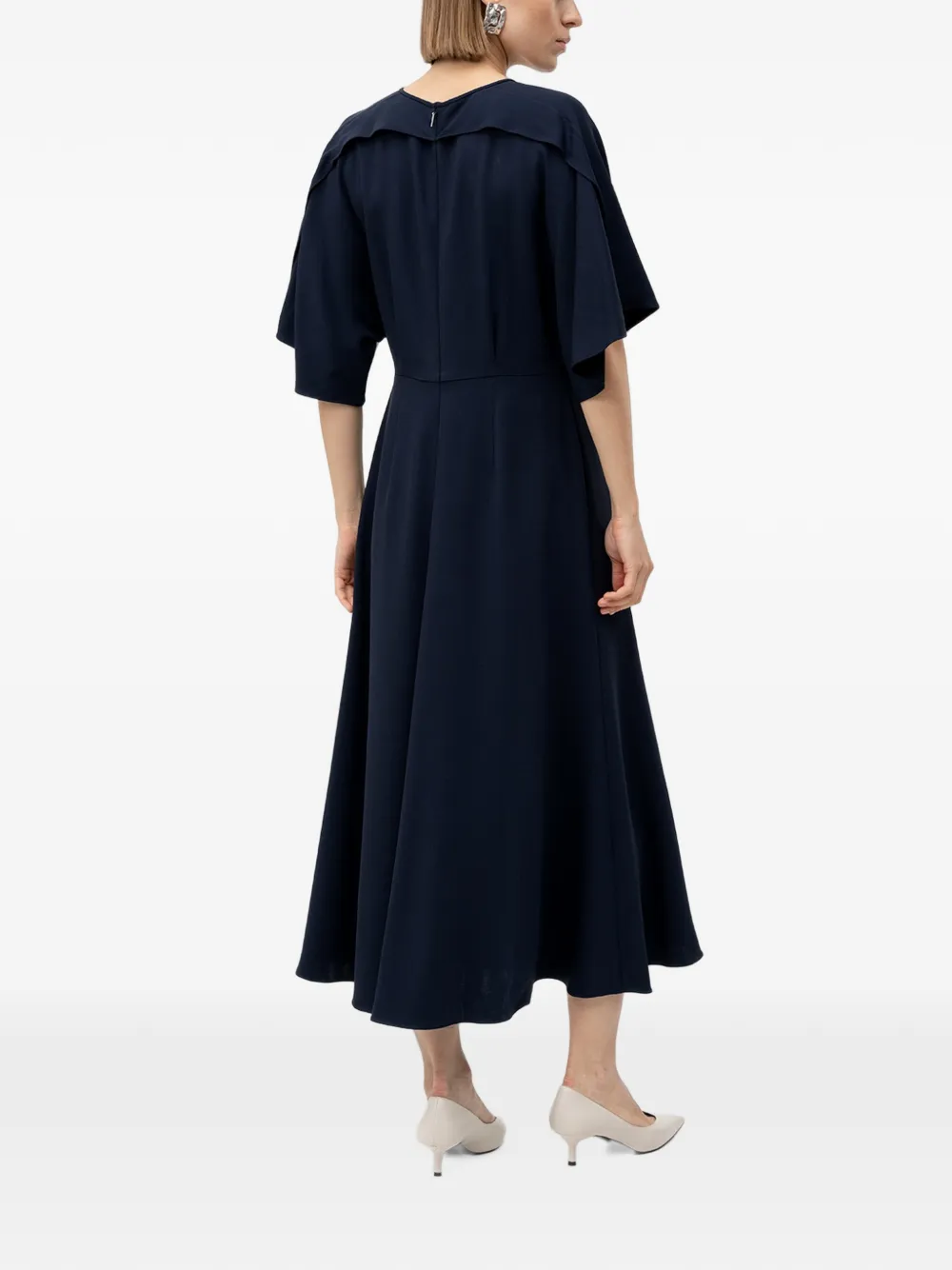 BOSS Maxi-jurk van stretch crêpe Blauw