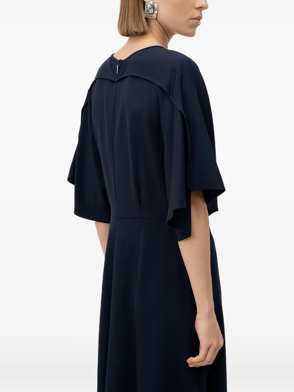 BOSS Maxi-jurk van stretch crêpe Blauw