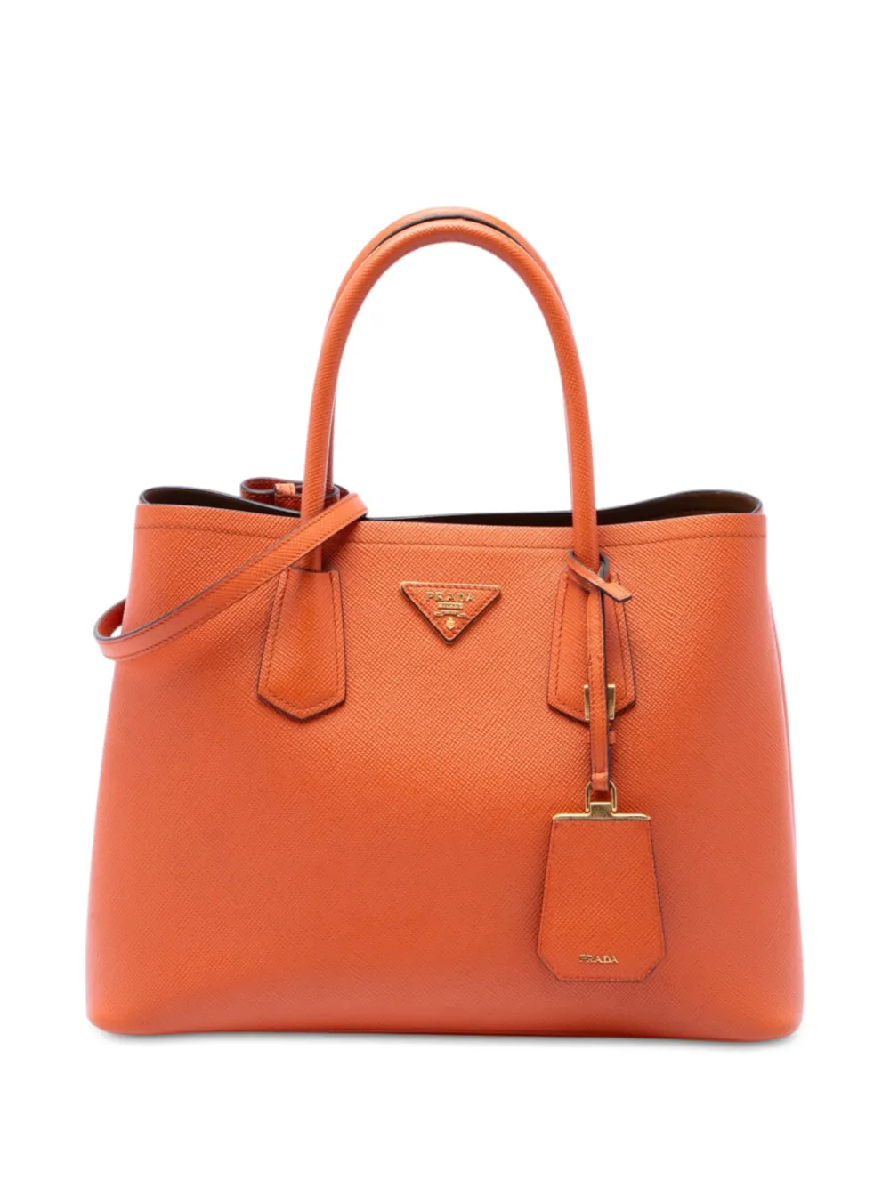 Prada Pre-Owned 2013-2026 Medium Saffiano Cuir Double Handle satchel - Arancione