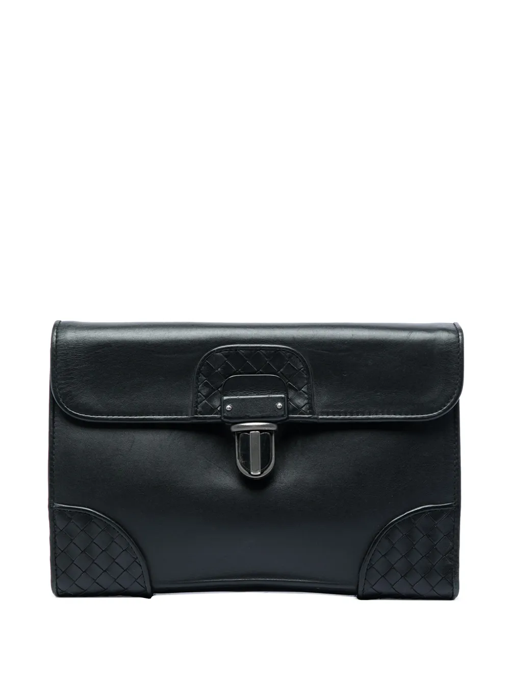 Bottega Veneta Pre-Owned 2012-2026 Intrecciato Trimmed Nappa Slide Lock clutch bag - Nero