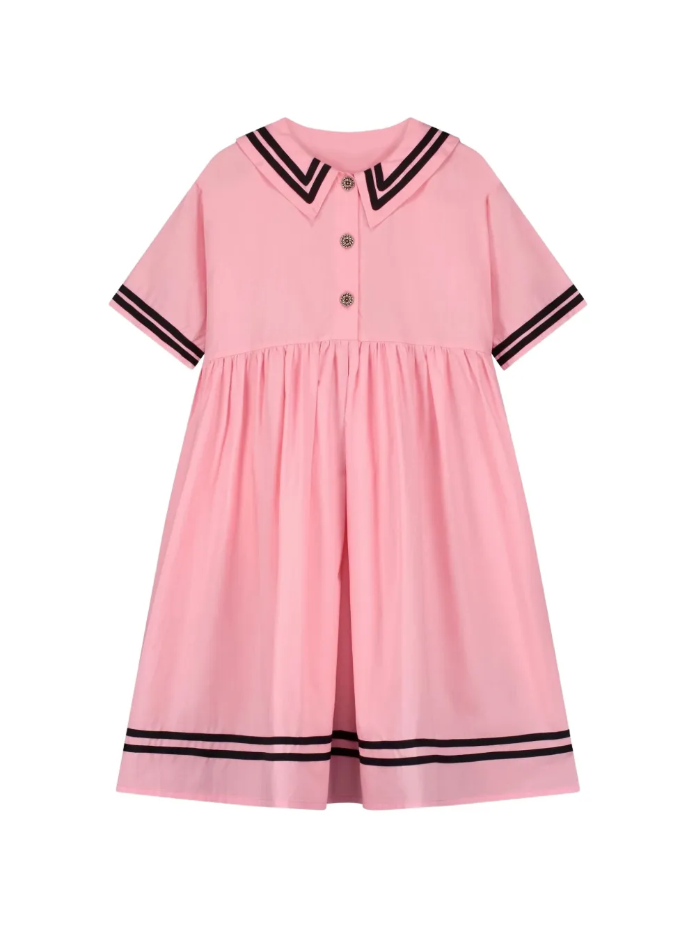 Little Creative Factory Kids Sailor striped-trim midi dress Roze