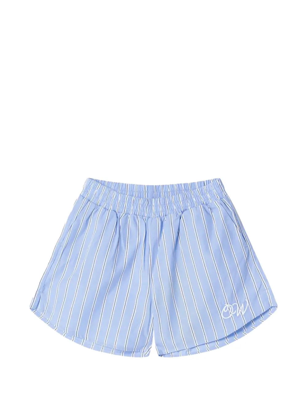 Off-White Kids striped embroidered-logo shorts - Blu