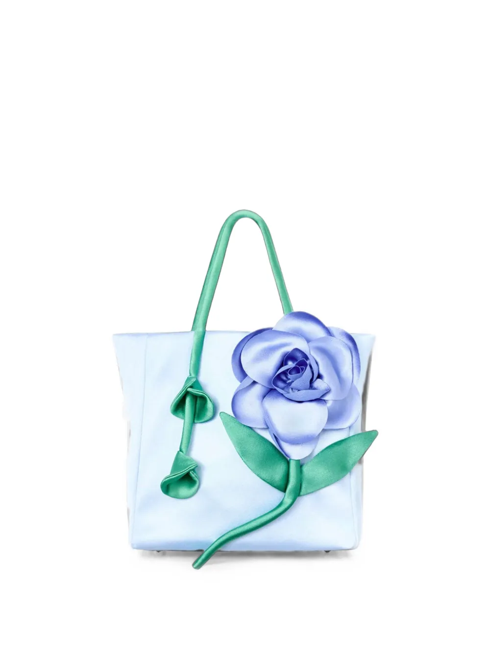 Self-Portrait Kids 3D flower-appliqué taffeta shoulder bag - Blu