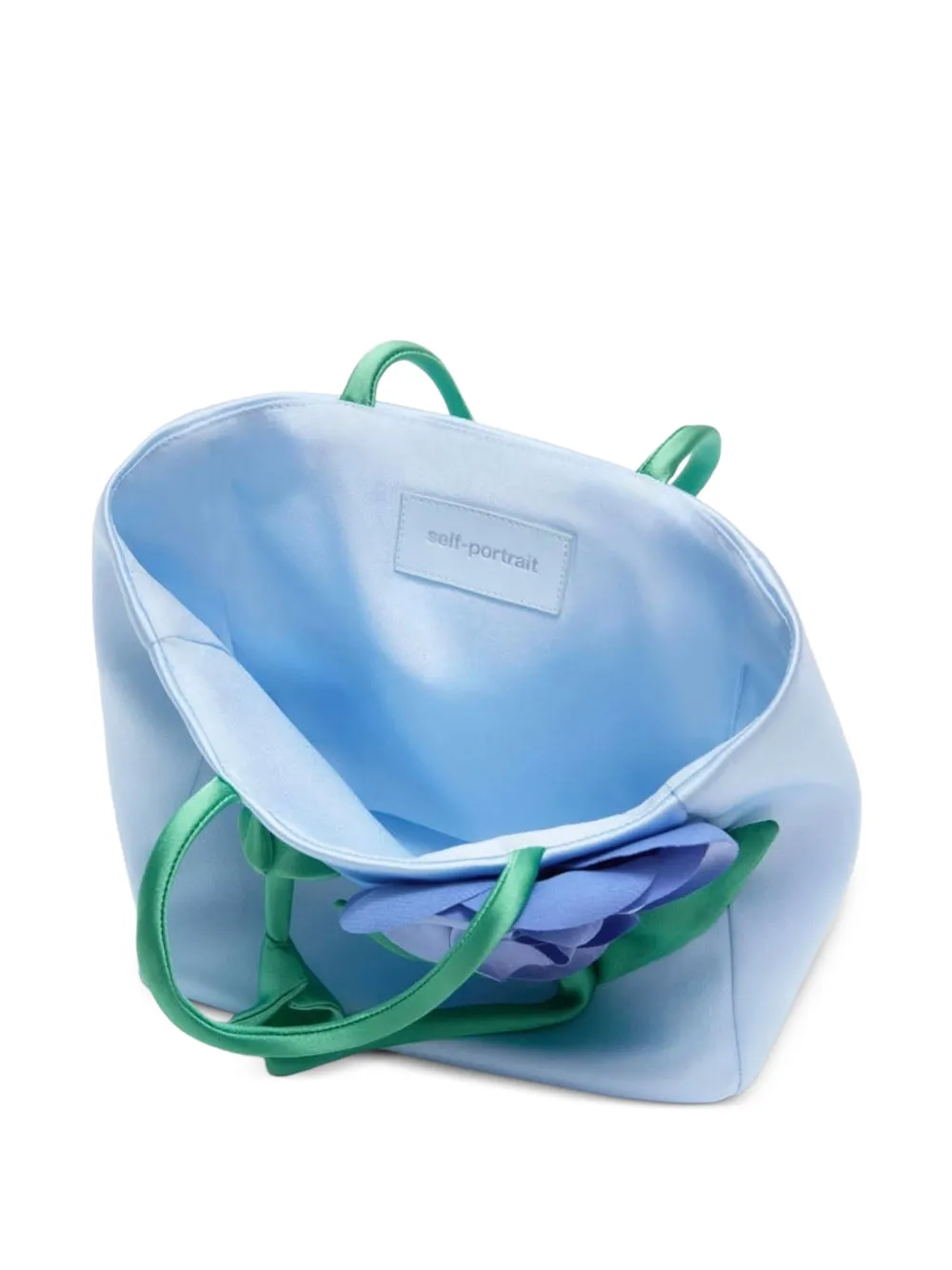 Self-Portrait Kids 3D flower-appliqué taffeta tote bag Blauw