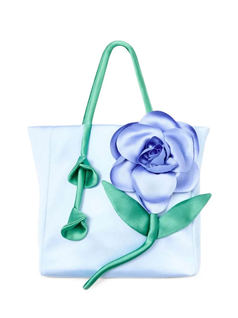 Self-Portrait Kids 3D flower-appliqué taffeta shoulder bag - Blu