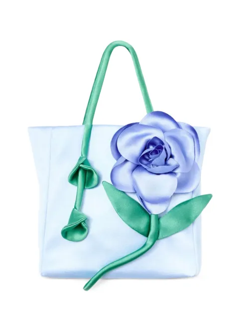 Self-Portrait Kids 3D flower-appliqué taffeta tote bag