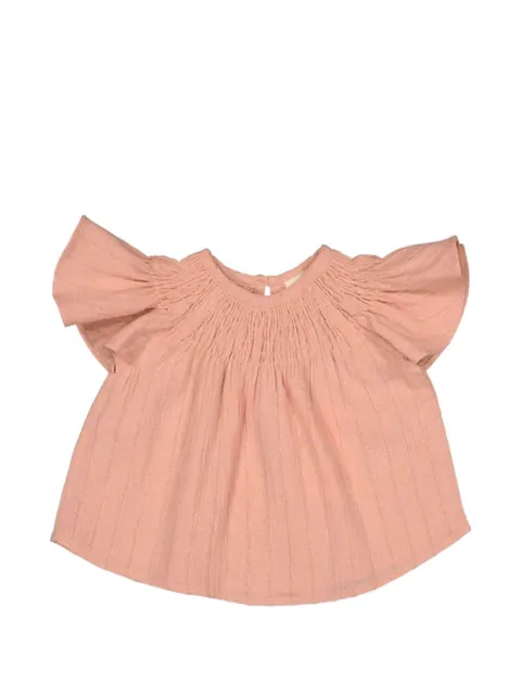 Louis Louise Soleil smocked flutter-sleeve blouse