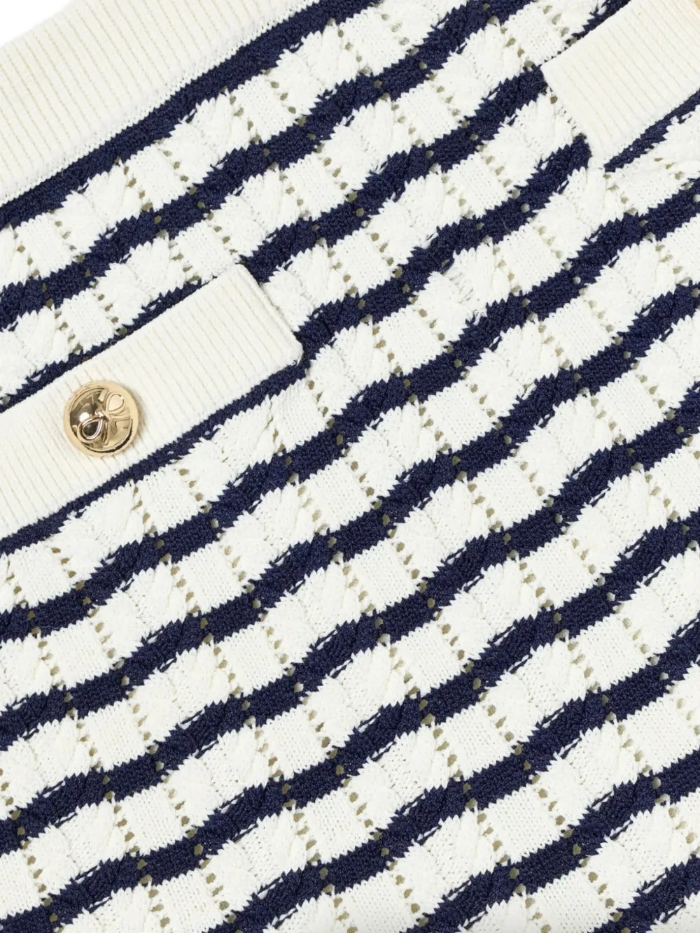 Self-Portrait Kids striped pointelle-knit skirt Beige