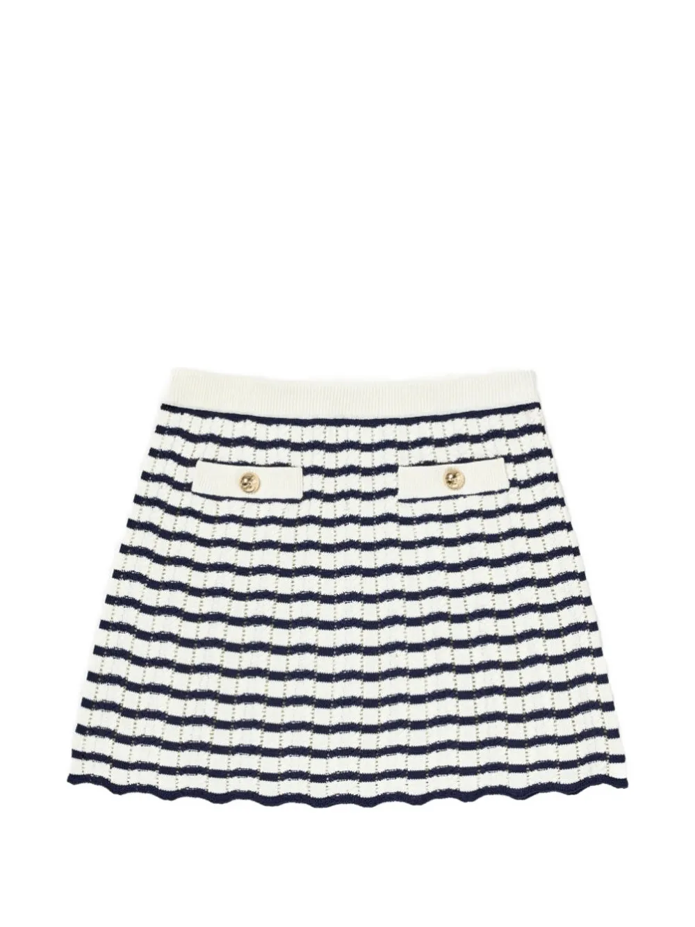 Self-Portrait Kids striped pointelle-knit skirt - Toni neutri