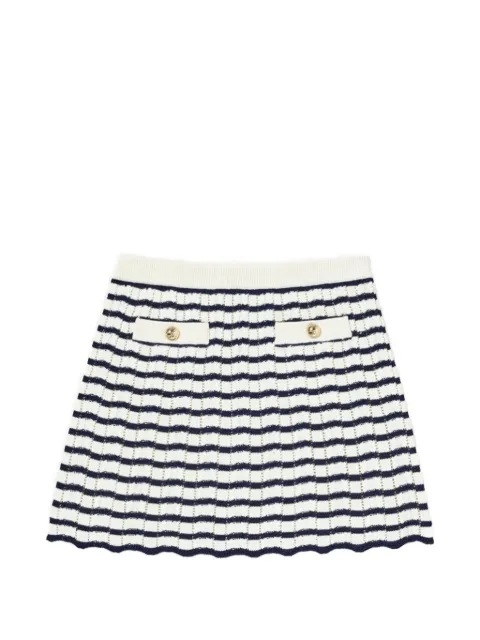 Self-Portrait Kids striped pointelle-knit skirt