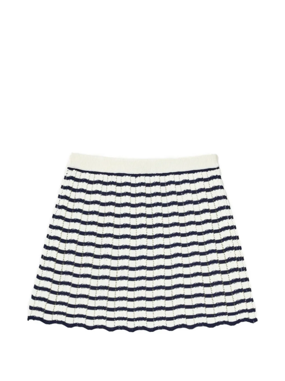 Self-Portrait Kids striped pointelle-knit skirt Beige