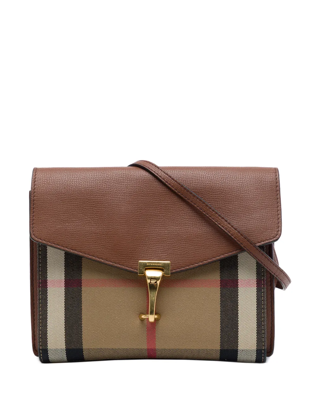 Burberry Pre-Owned 2000-2017 Small Leather and House Check Canvas Derby Macken crossbody bag - Marrone