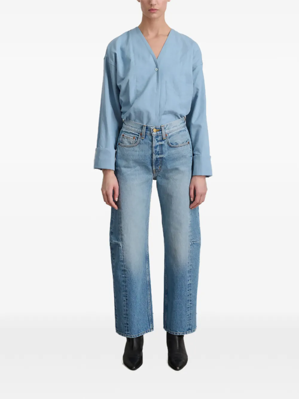 B SIDES Lasso panelled wide-leg jeans - Blu