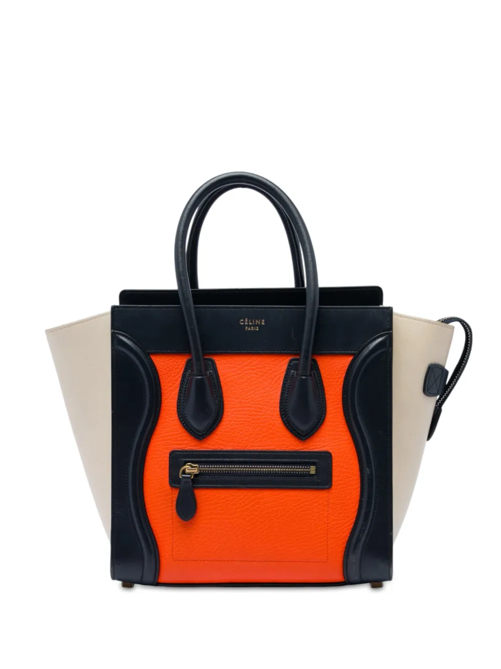 Celine Pre-Owned 2014 Micro Tricolor Leather Luggage tote bag - Arancione