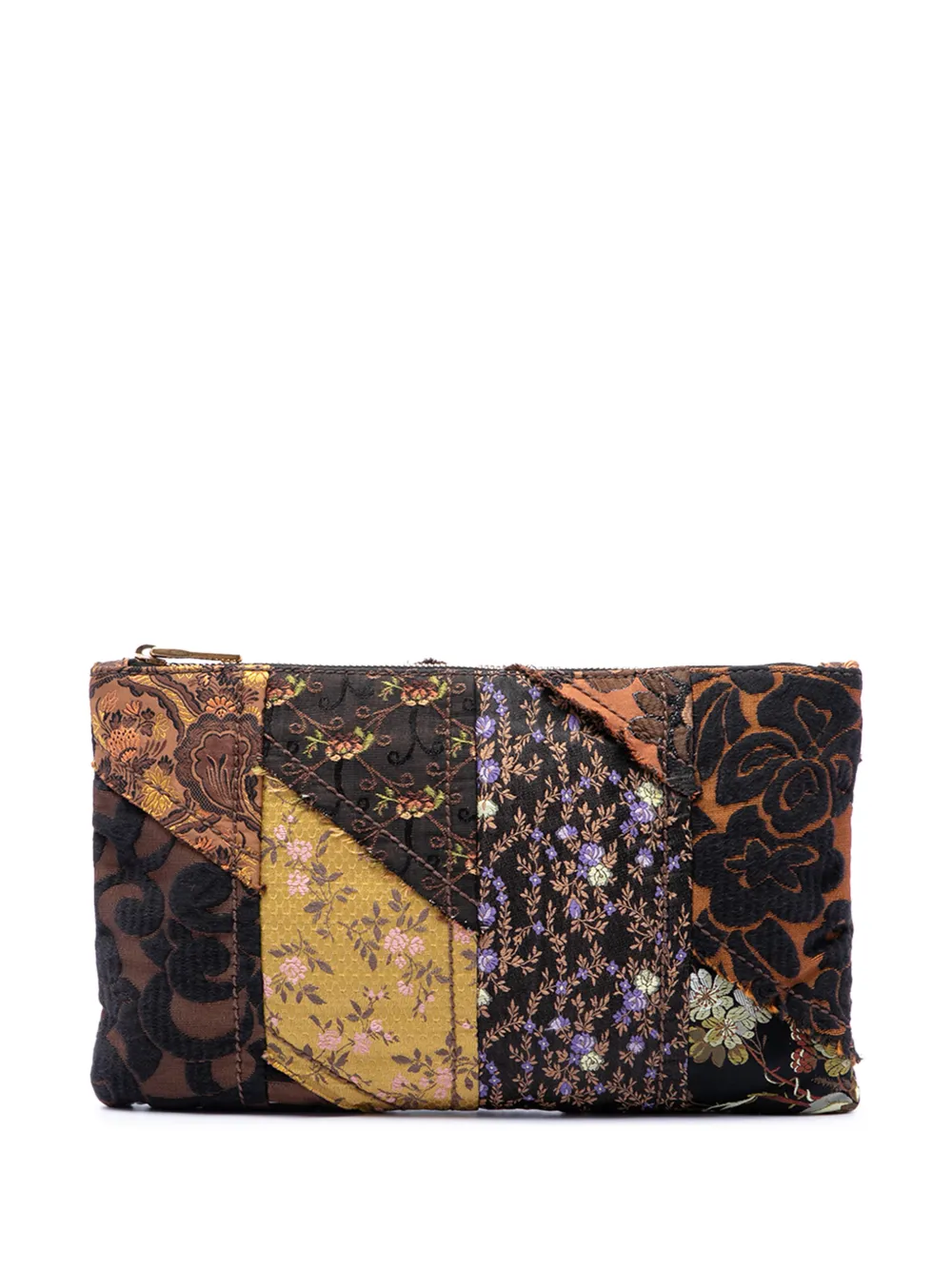 Prada Pre-Owned 2010-2026 Canvas Broccato Patch clutch bag - Marrone