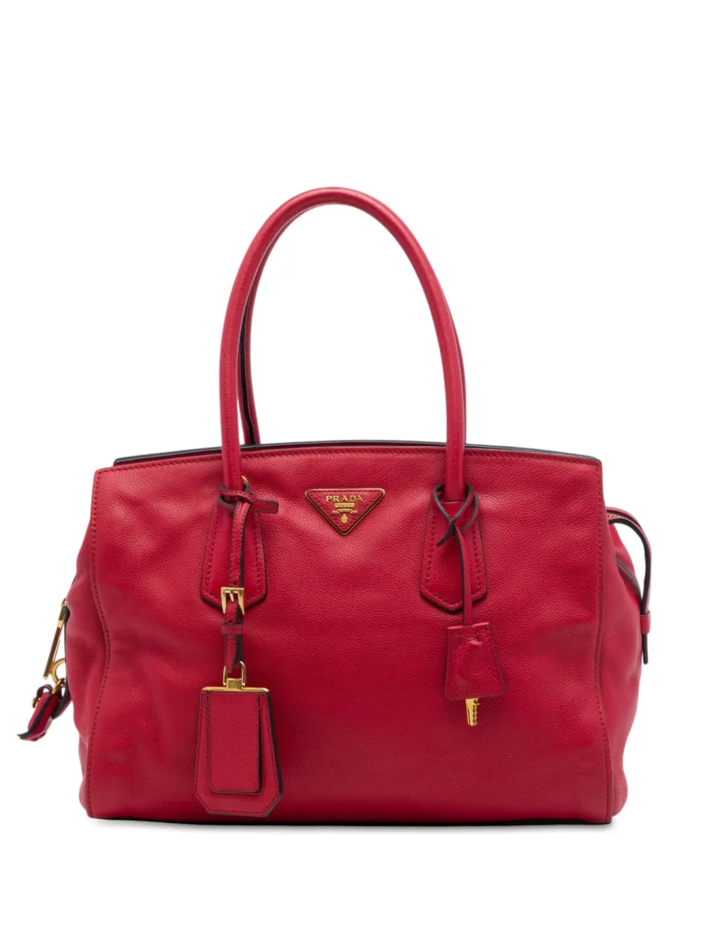 Prada Pre-Owned 2010-2016 Vitello Daino Zip Top Convertible Tote satchel - Rosso