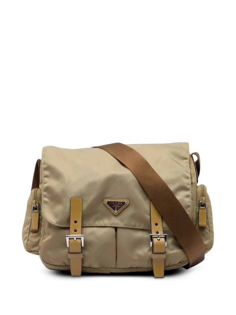 Prada Pre-Owned 2013-2026 Tessuto Double Buckle Messenger Bag crossbody bag - Toni neutri