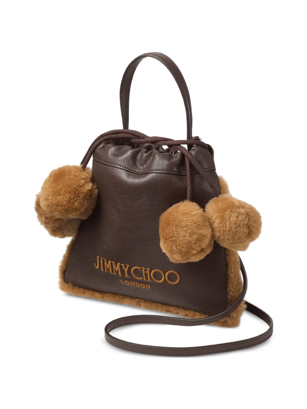 Jimmy Choo Bucket-tas met trekkoord en lammy afwerking Bruin