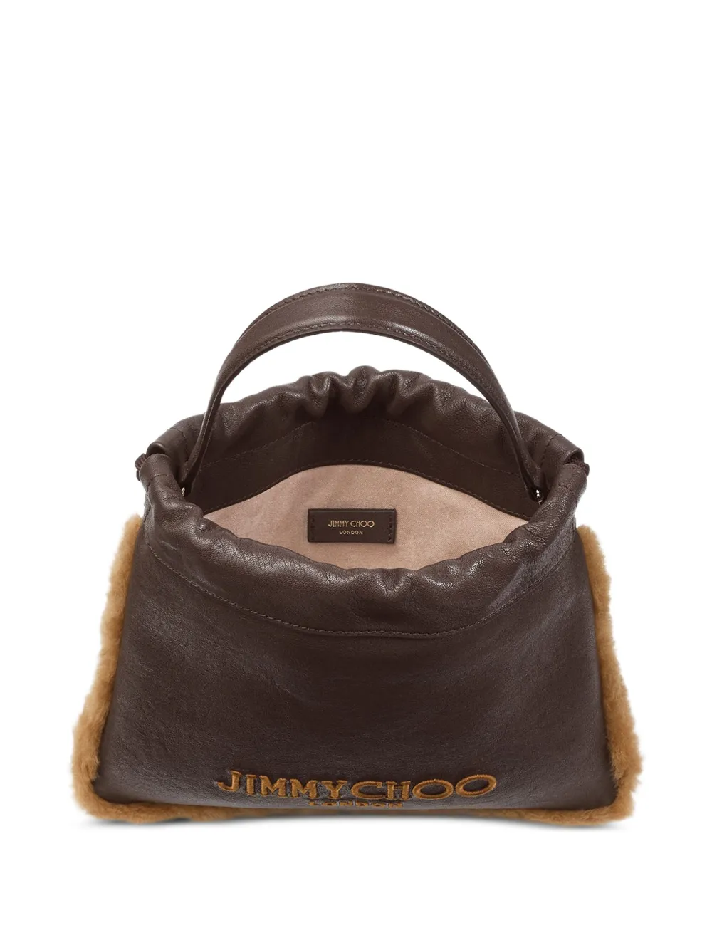 Jimmy Choo Bucket-tas met trekkoord en lammy afwerking Bruin