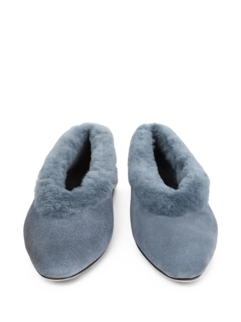 Jimmy Choo shearling-trim suede ballet flats Blauw
