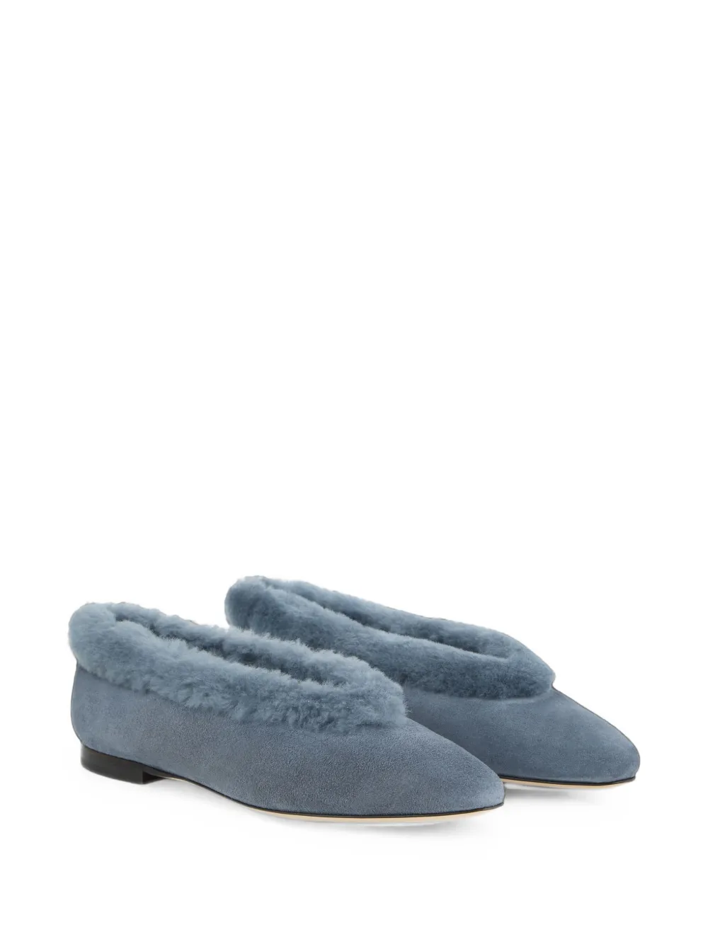 Jimmy Choo shearling-trim suede ballet flats Blauw
