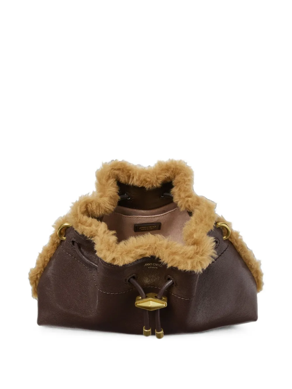 Jimmy Choo Cinch schoudertas met shearling afwerking Bruin